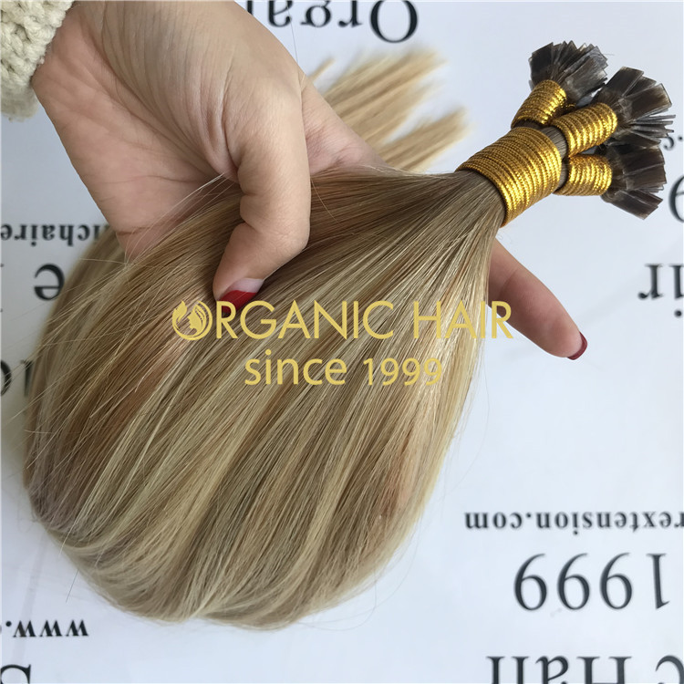 Cuticle aligned hair extensions ombre color flat tip  H95